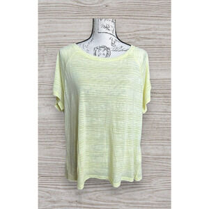 Seven7 Women’s Large Burnout Striped Tee Luminary Green